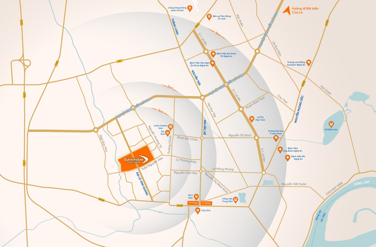 Vị trí Khu đô thị Eurowindow Sport Garden Thành Vinh Nghệ An Vị trí Khu đô thị Eurowindow Sport Garden Thành Vinh Nghệ An